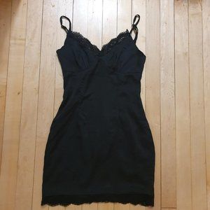 princess polly size 0 black lace 90s silky slip mini dress